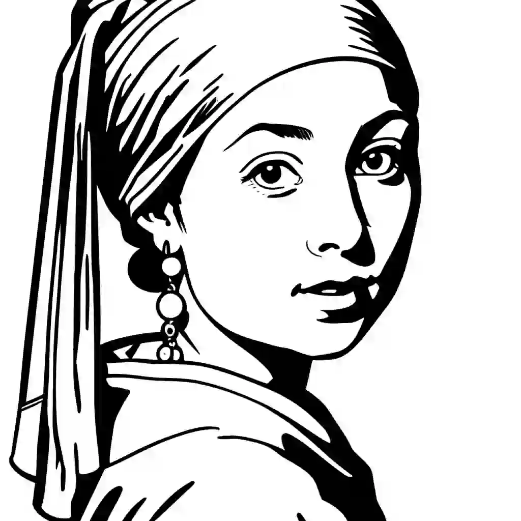 Girl with a Pearl Earring by Johannes Vermeer coloring pages